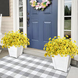 48 Bundles Outdoor Artificial Flowers Uv Resistant Fake Silk Flowers Faux Plastic Plants Outside Garden Porch Window Box Summer Decoration (Yellow)
