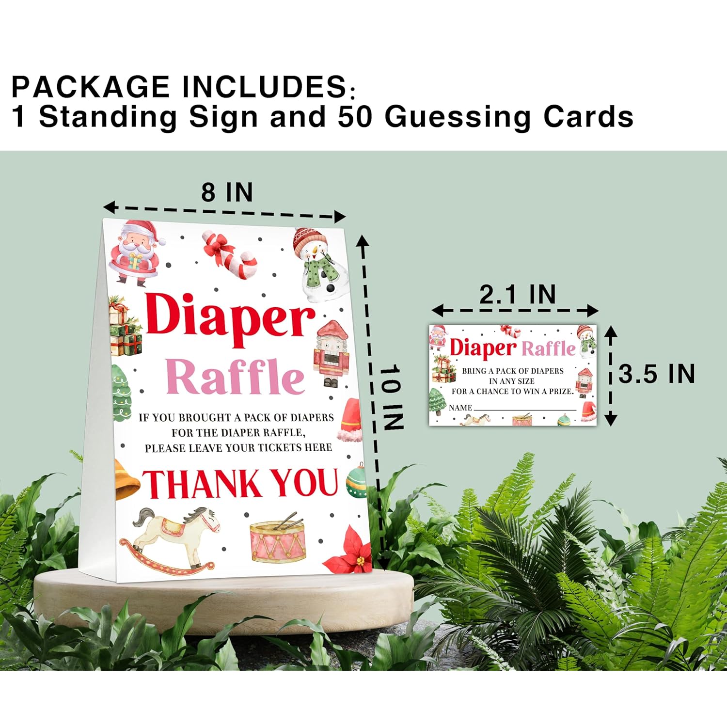 Christmas Diaper Raffle Game, Christmas Baby Shower Game Sign, Santa Gender Neutral Party Favors, Winter Party Decorations Favors (1 Sign + 50 Raffle Tickets) - A03