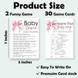 Name That Baby Song & Trivia Theme Baby Shower Game Activities-30 Pink Bow & Floral Double-Sided Game Cards(5’’X7 ’’) & 1 Answer Card(4’’X6’’) For Boys & Girls-Gender Natural Decor & Supplies-A02