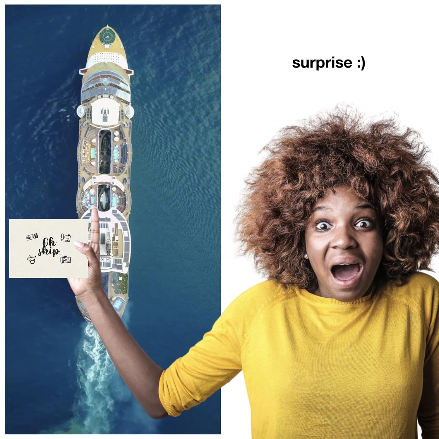Gift Card, Fun Surprise Greeting Card, Oh Ship! You'Re Going On A Cruise, Ideal For Vacation Announcement, Bon Voyage Gift, 2-Pack
