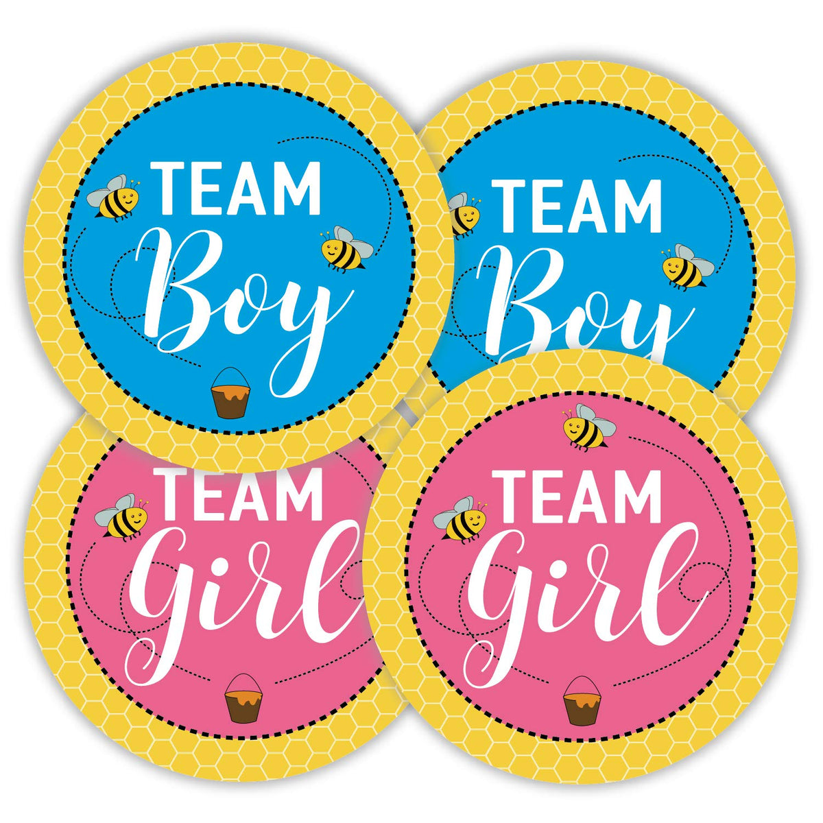 80 Pcs Baby Bee Gender Reveal Sticker Team Boy And Team Girl Baby Shower Sticker Labels, 2 Inch Gender Reveal Stickers For Voting Games And Party Supplies