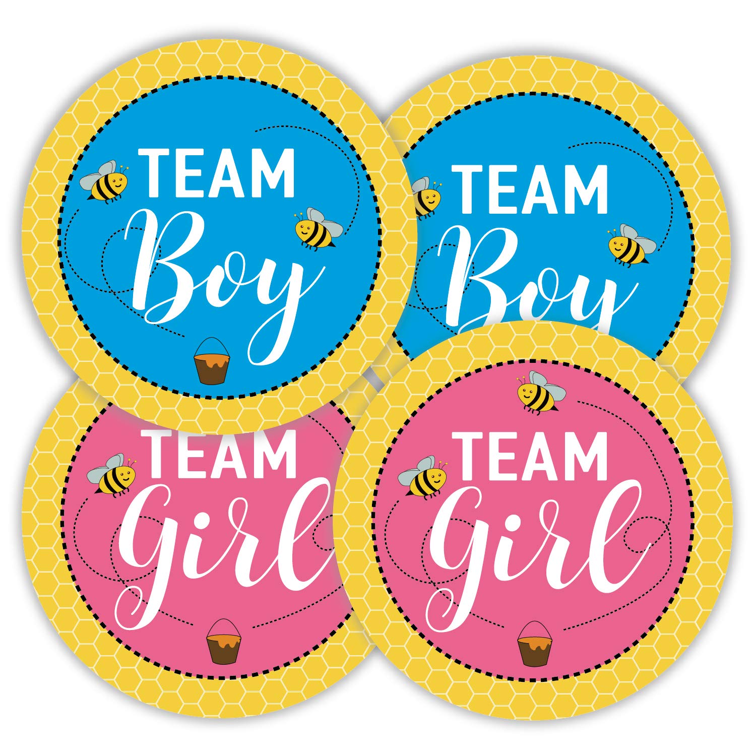 80 Pcs Baby Bee Gender Reveal Sticker Team Boy And Team Girl Baby Shower Sticker Labels, 2 Inch Gender Reveal Stickers For Voting Games And Party Supplies, Blue, Pink