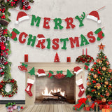 Glittery Merry Christmas Banner And Xmas Decor Ornaments For Christmas Decorations