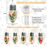 Christmas Lights Battery Operated 6.8Ft Led Christmas Tree Snow Globe Lights 10 Vintage Bulbs String Light For Indoor Ou