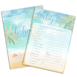 Summer Beach Baby Shower Games, 5X7 In & 25 Pcs Blue Ocean Baby Word Scramble Game Set, Gender Neutral Party Decorations Supplies & Favor-A07