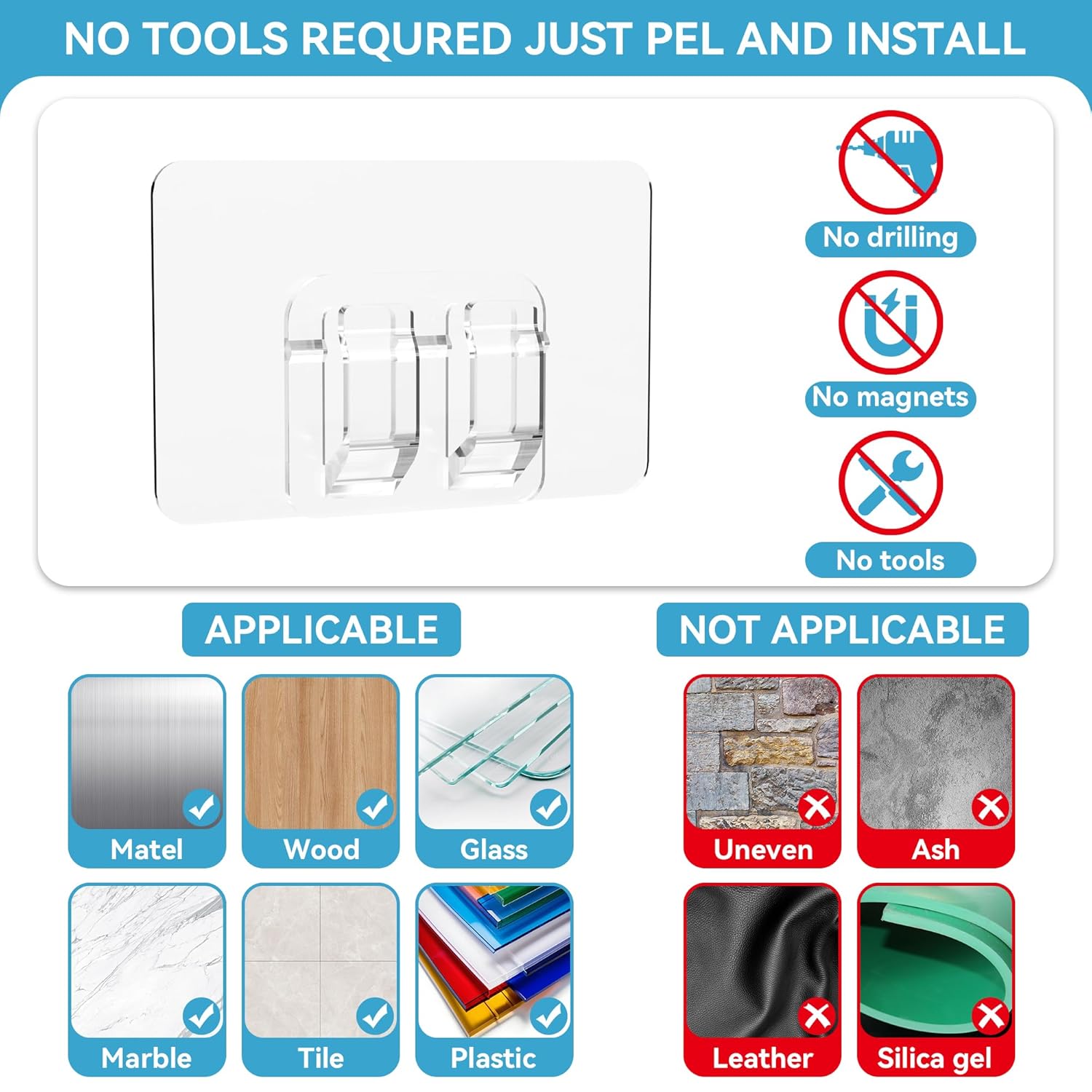 100Pcs Hooks For Outdoor String Lights Clips - Heavy-Duty Adhesive Strips For Hanging Christmas Light, Sticky Cord Holder Rope Organizer Waterproof, No Tools, No Holes, Waterproof Uv-Resistant