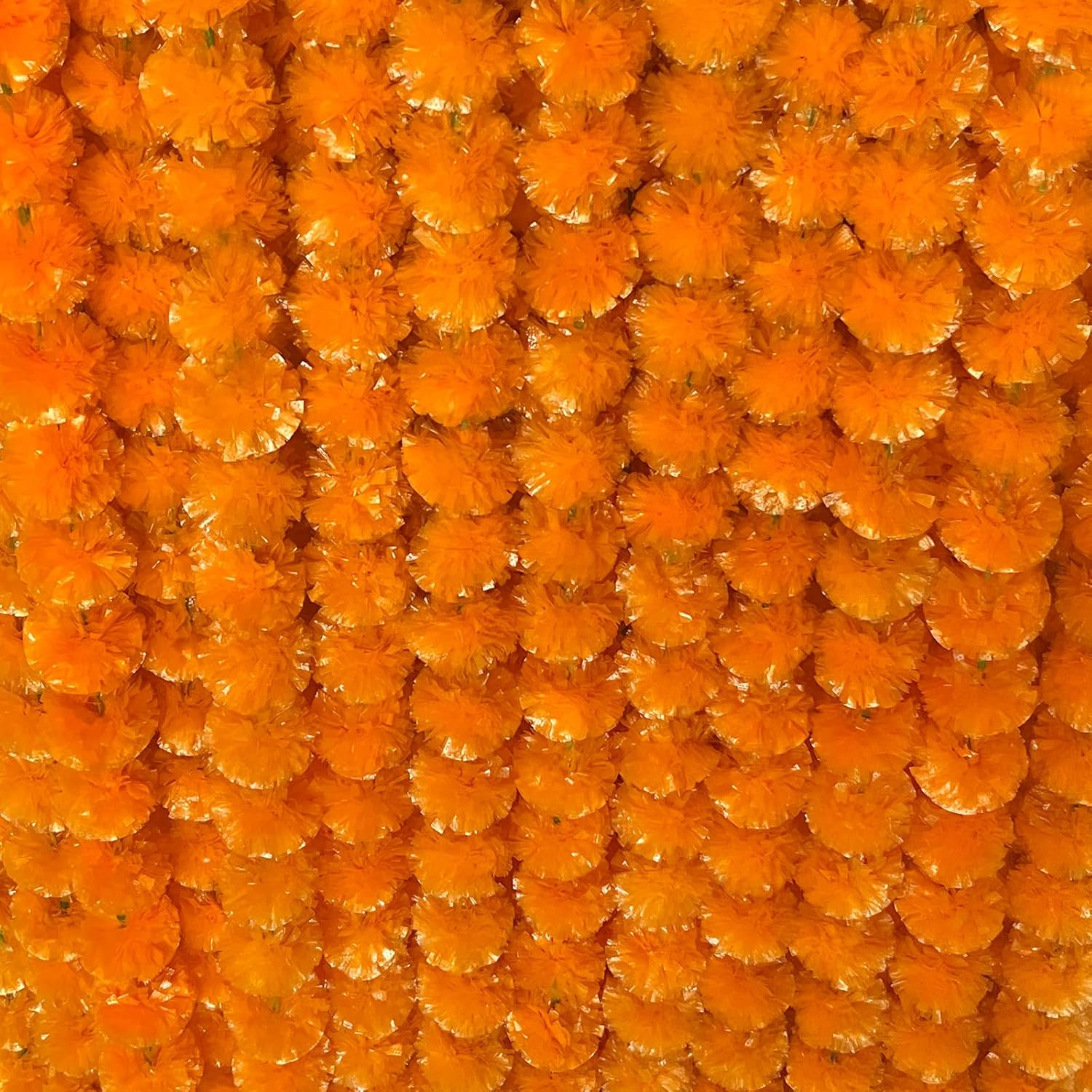 Marigold Garland For Decoration 10 Pcs Of 5 Feet Artificial Marigold Flowers For Indian Pooja Diwali Wedding Mantel Decoration (Orange)