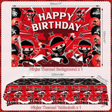 Ninja Birthday Party Decoration - Include Happy Birthday Banner, Backdrop, Cake Toppers, Tablecloth And Balloons, Ninja Warrior Master Party Supplies For Boys Girls Baby Shower Karate Party