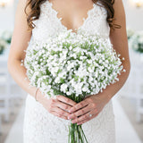 Babys Breath Artificial Flowers Bulk 20Pcs, Real Touch Faux Flower Flores Fake Babies Breath Long Stem For Tall Vase, White Bridal Bouquet, Wedding Reception Decor, Indoor Home Party Floral Decoration