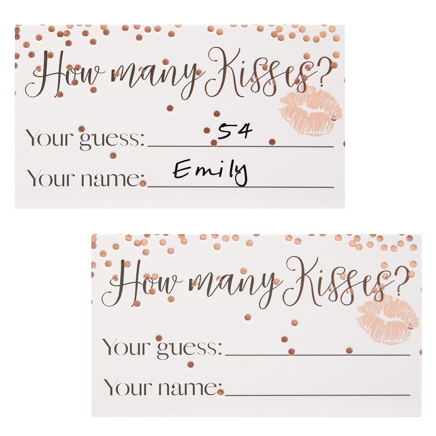 Bridal Shower Games Guess How Many Kisses Challenge - 11 X 8.5 In Sign & 60 Cards, Pink Polka Dots - Engagement Games