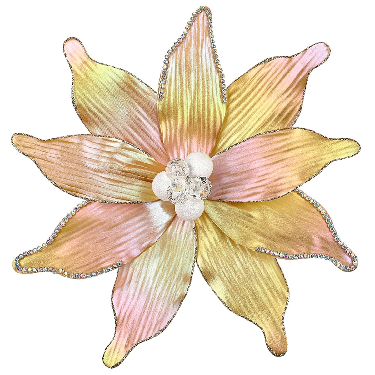 3Pcs Gold Poinsettia Flowers Artificial 12.2" Poinsettia Christmas Decorations Poinsettias Glitter Poinsettias Faux Flower For Christmas Tree For Xmas New Year Wedding Party Ornaments
