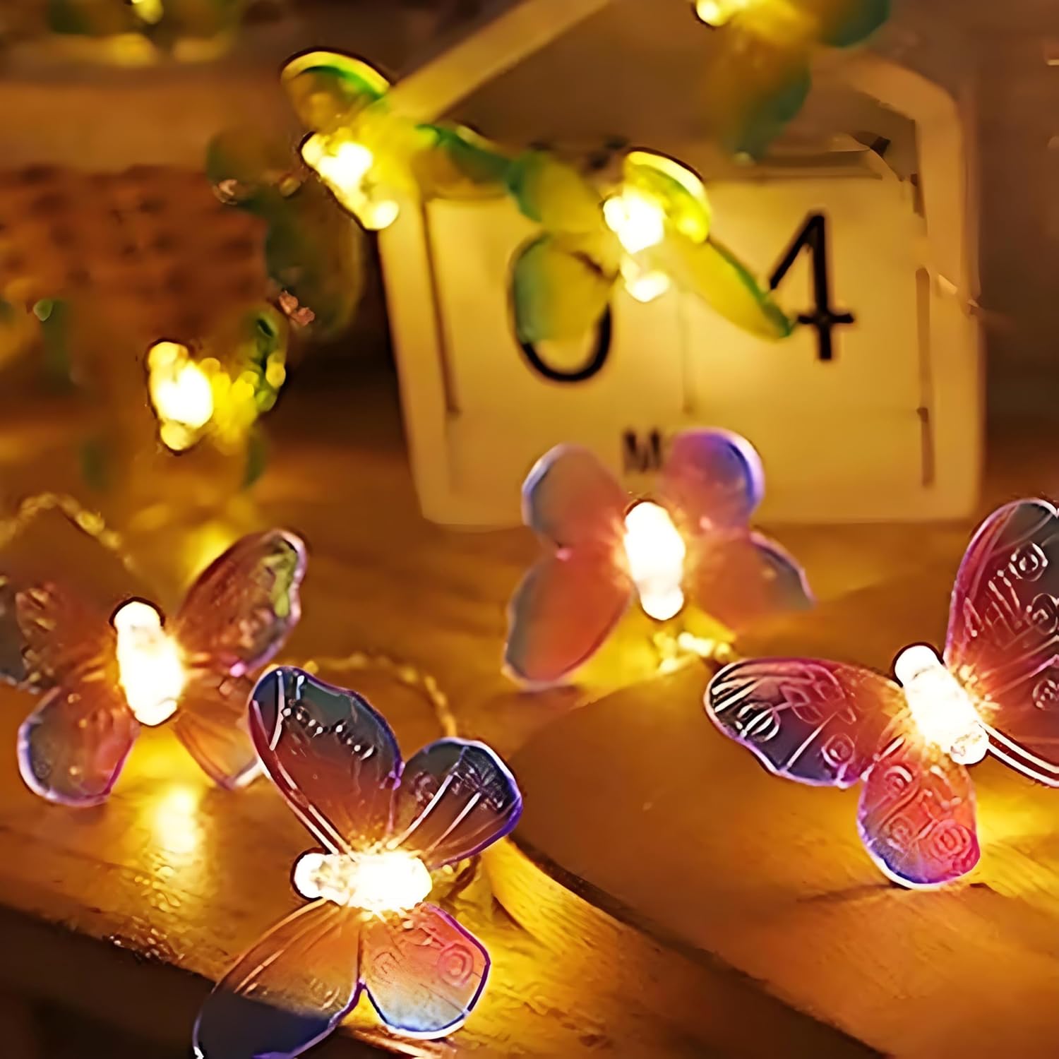 20Ft 3D Butterfly String Lights,Battery Operated 40Leds Indoor Outdoor Fairy Decorative Lights For Home Bedroom Party Bi