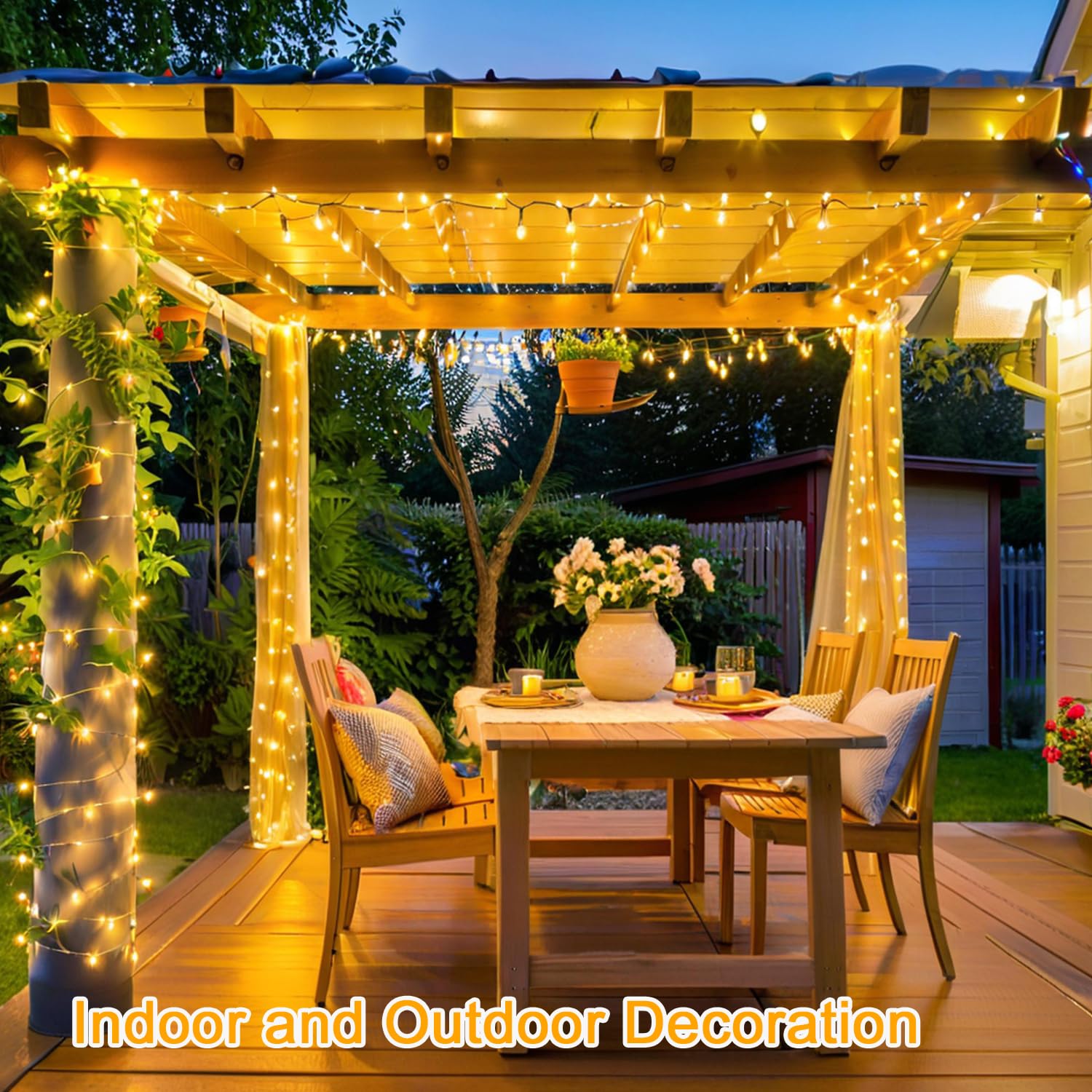 Led String Lights,800 Leds,80M/262Ft Warm White Christmas Lights Waterproof With Remote,Indoor Outdoor Clear Wire,8 Mode