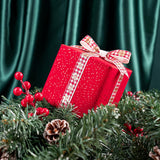 Red Wrapping Paper Roll - Mini Roll - 17 Inch X 16.5 Feet - Red With Silver Design Perfect For Christmas, Birthday, Holiday, Wedding, Baby Shower