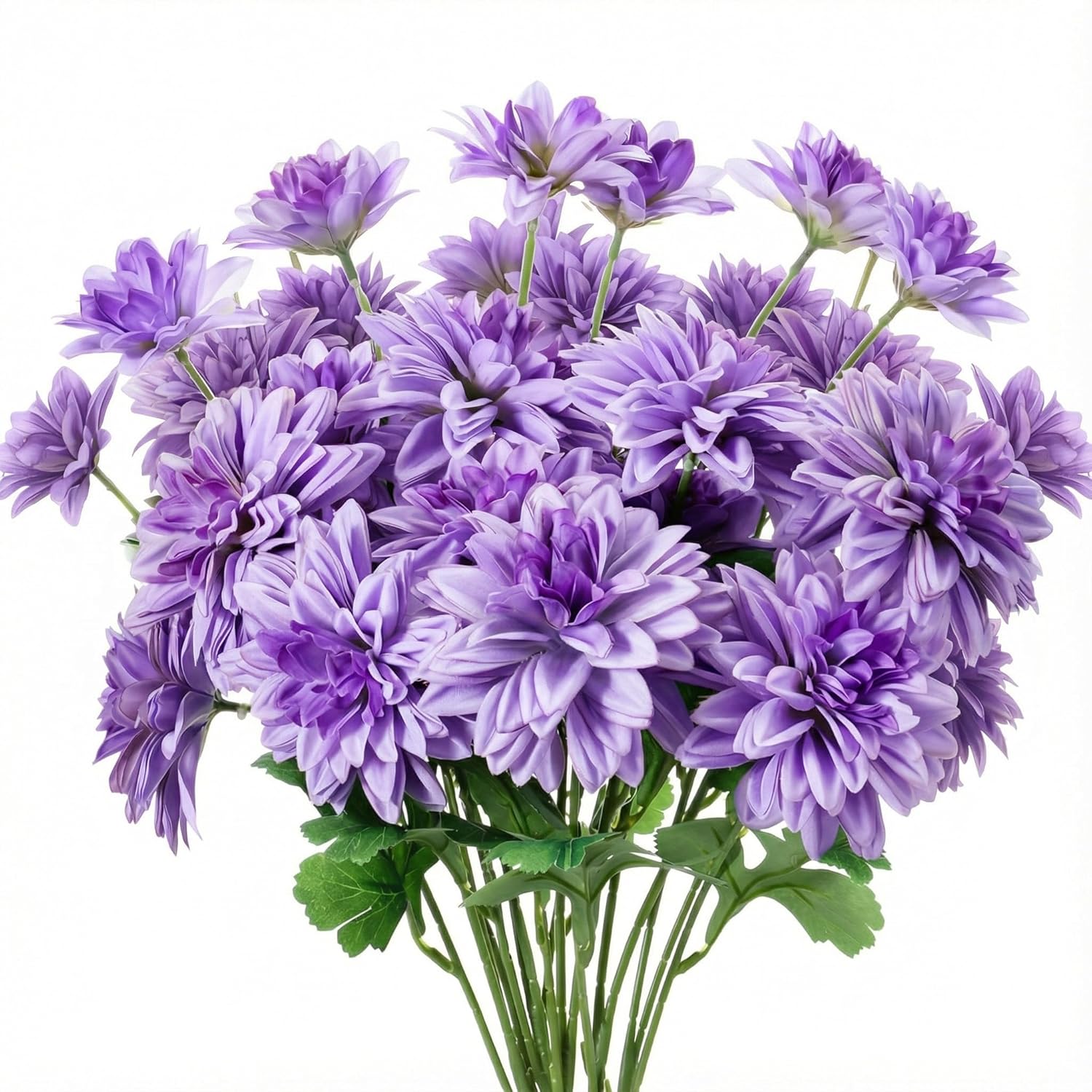 6 Pcs 18 Heads Artificial Dahlia Flowers 16.54" Large Fake Dahlias With Stems Real Looking Ivory For Diy Wedding Bouquets Bridal Shower Centerpieces Floral Arrangement Home Decor(Light Purple)