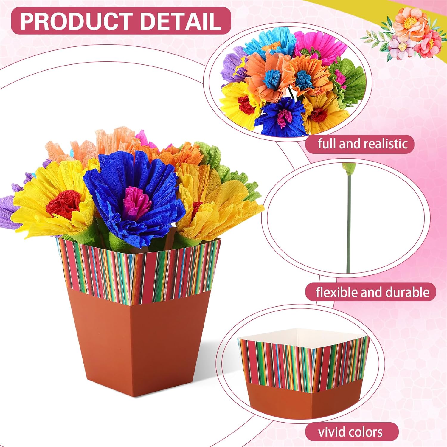 30 Pcs Mexican Table Decorations Fiesta Centerpieces With Paper Platos De Barro Flower Vase For Halloween Day Of The Dead Mexicanos Cielito Lindo Cinco De Mayo Party Tables Decorations