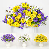 12 Bundles Artificial Flowers For Outdoor, Uv Resistant Fake Pansy Flowers, Silk Faux Fowers For Outdoor Planters Home Garden Office Patio Front Spring Decorations