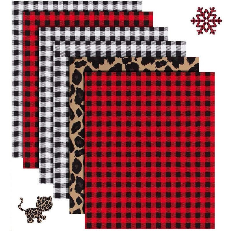 Christmas Buffalo Plaid Htv - 6 Sheets 12" X 10"Red Black Buffalo Check Heat T