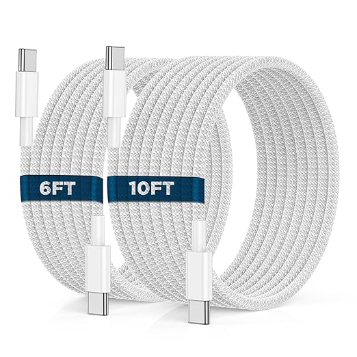 2 Pack 60W USB C to USB C Cable 6FT 10FT Fast Charging Cord for iPhone iPad MacBook Samsung