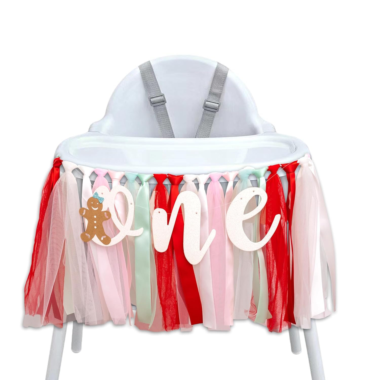Christmas Gingerbread High Chair Banner - Merry Christmas Decorations For 1St Birthday,Little Gingerbread Man Xmas Garland (Snowflake Banner)