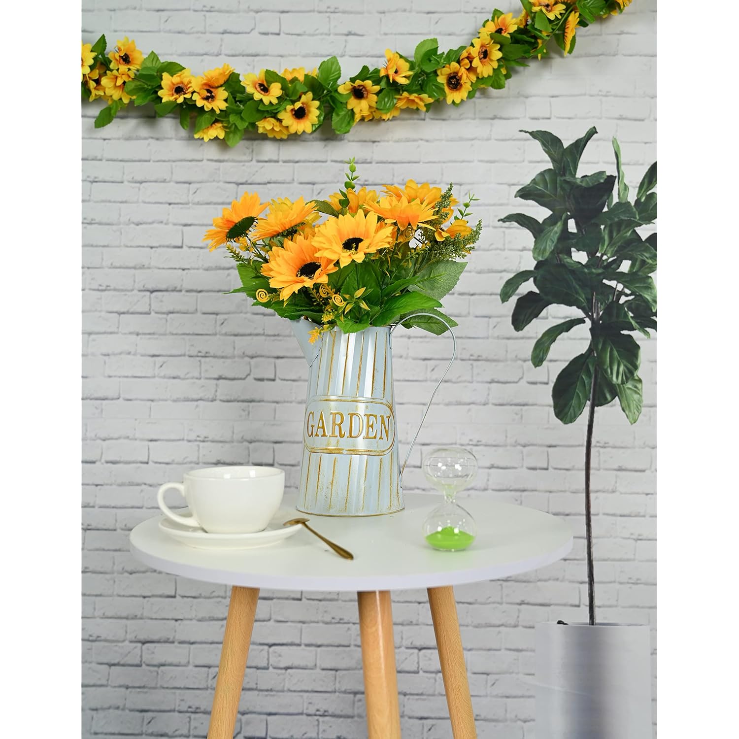 Sunflowers Artificial Flowers 2 Bunches Fake Sunflowers Silk Flowers Sunflower Bouquet Yellow Flowers Wedding Decor Home Hotel Office Party Garden Decorative Flowers Table Centerpiece