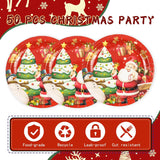 50Pcs Merry Christmas Paper Plates - 7Inch Winter Theme Dessert Plate For Cake Salad Fruit Cartoon Tableware Set Disposable Decoration Supplies For Winter, Christmas Party