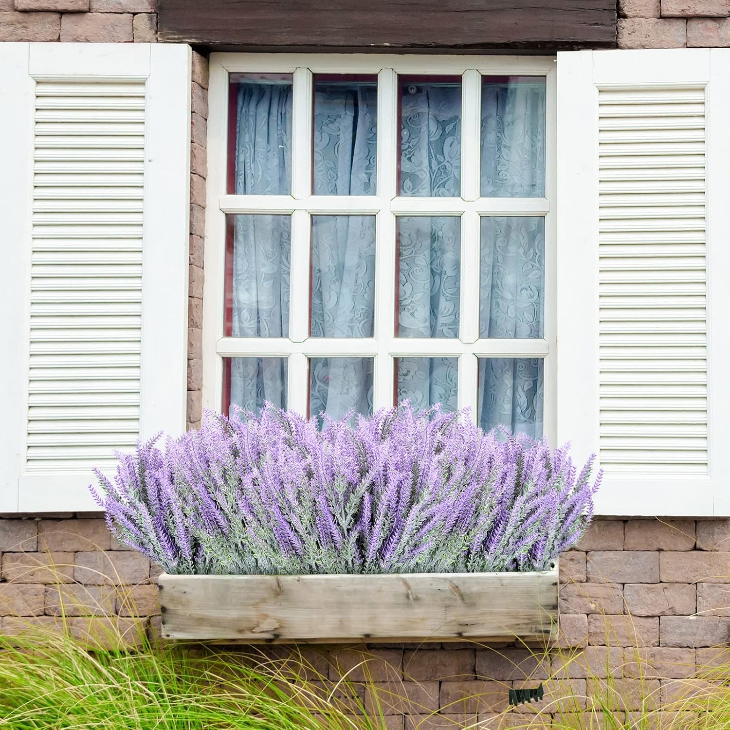 30 Bundles Artificial Lavender Outdoor Uv Resistant Fake Lavender Flowers No Fade Faux Plastic Plants 15 Inch Greenery Stems Decor For Indoor Outside Vase Bouquet Garden Porch Home Wedding (Purple)