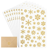 Christmas Envelope Seal Glitter Winter Snowflake Sticker Label, 368Pcs Xmas Sticker For Card Gift Box Decorations (Gold, 8 Sheets)