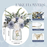 Fake Flowers In Vase Silk Artificial Navy Blue Flowers Arrangements With Glass Vase For Dinning Coffee Table Centerpieces Home Kitchen Farmhouse Wedding Decor