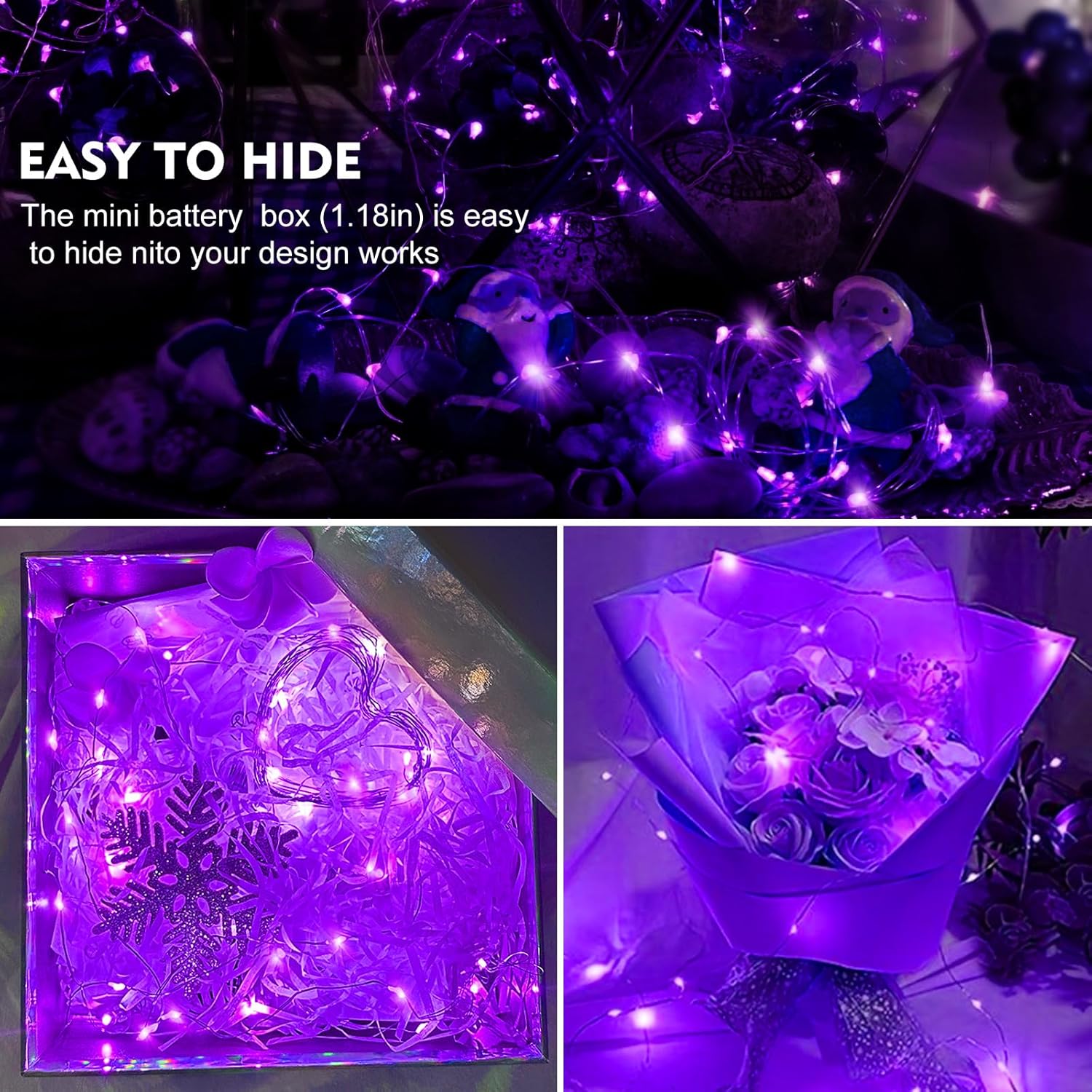 24 Pack Led Fairy Lights Battery Operated, String Lights Waterproof 7 Feet 20 Led Firefly Starry Lights For Wedding Part