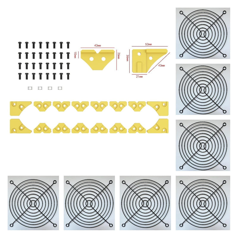 Fan Bracket, Aluminum Mine Frame 120Mm Fan Mounting Kit With Grille (7 Fan Kit