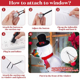 3.5Ft Christmas Inflatable Snowman With Gift Box Snowman Window Inflatable Blow Up Decoration With Build In Led And Fan