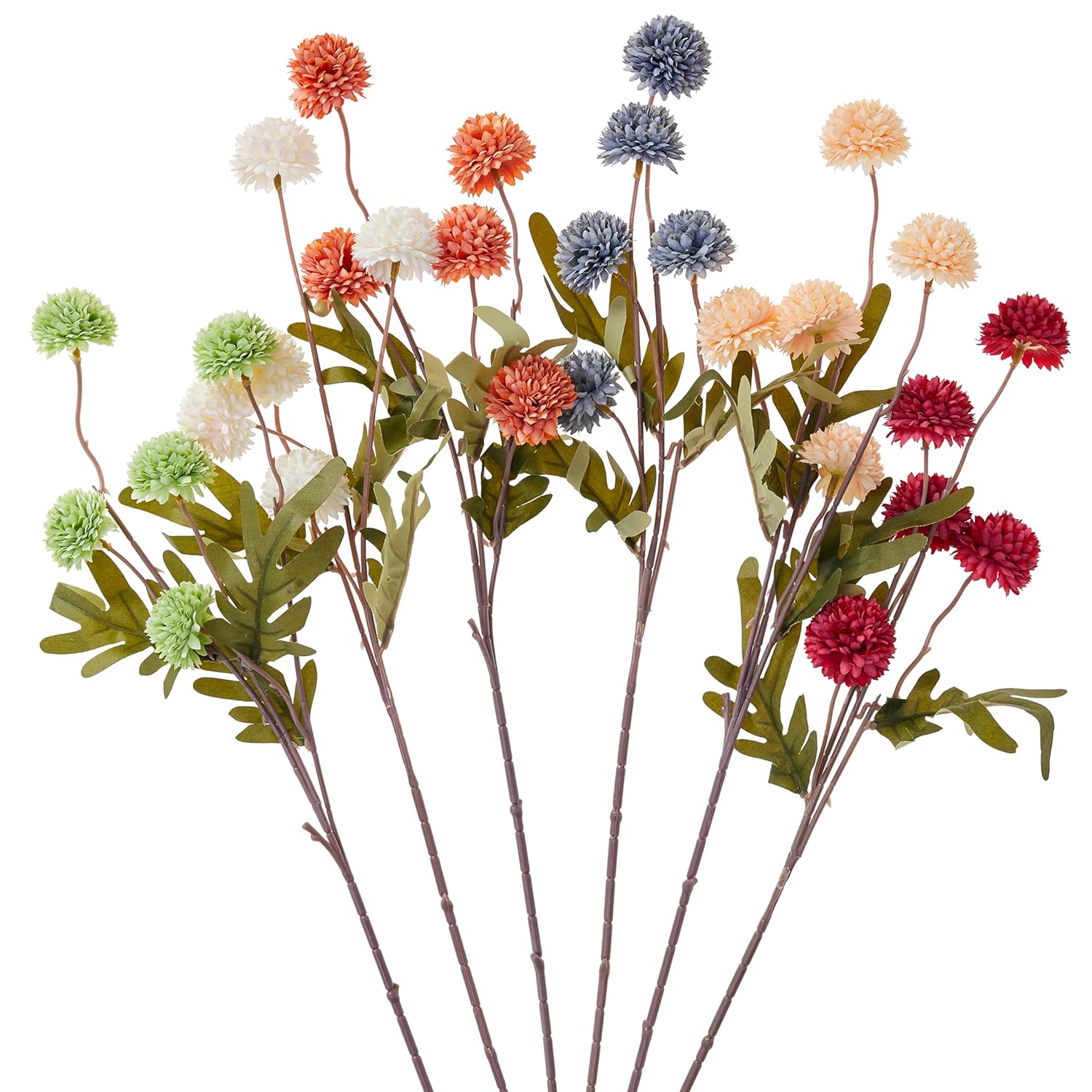 6Pc Fake Mums Flowers Artificial Chrysantnemum Flower Stem Mini Pompon Fake Flower For Diy Bouquet Home Decor (Assorted)