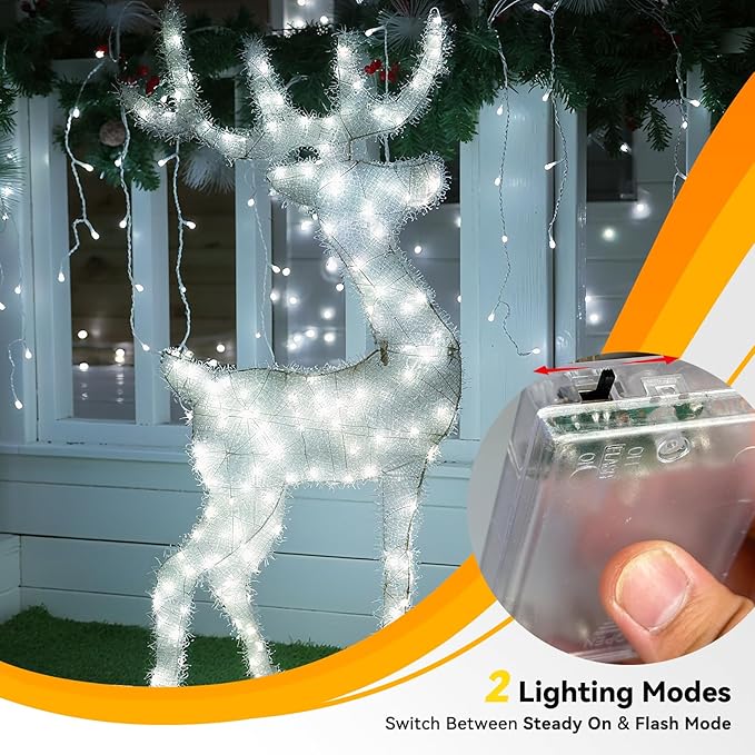 4 Pack Battery Operated Fairy Lights 20FT 240 LED Cool White Twinkle String Lights Waterproof Indoor Outdoor Christmas Bedroom Dorm Classroom DIY Decor