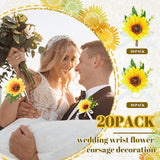20 Pcs Sunflower Wrist Corsage And Boutonniere Set Including 10 Artificial Sunflower Boutonniere 10 Sunflower Corsage Wrist Flower For Prom Wedding Men Women Bride Groom Bridesmaid Formal Party