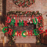 Drink Up Christmas Decorations Red Green Glittery Christmas Banner Xmas Garland Banners Winter Holiday Garland Photo Props Banners Christma Party Decorations For Xmas Backdrop Decorations