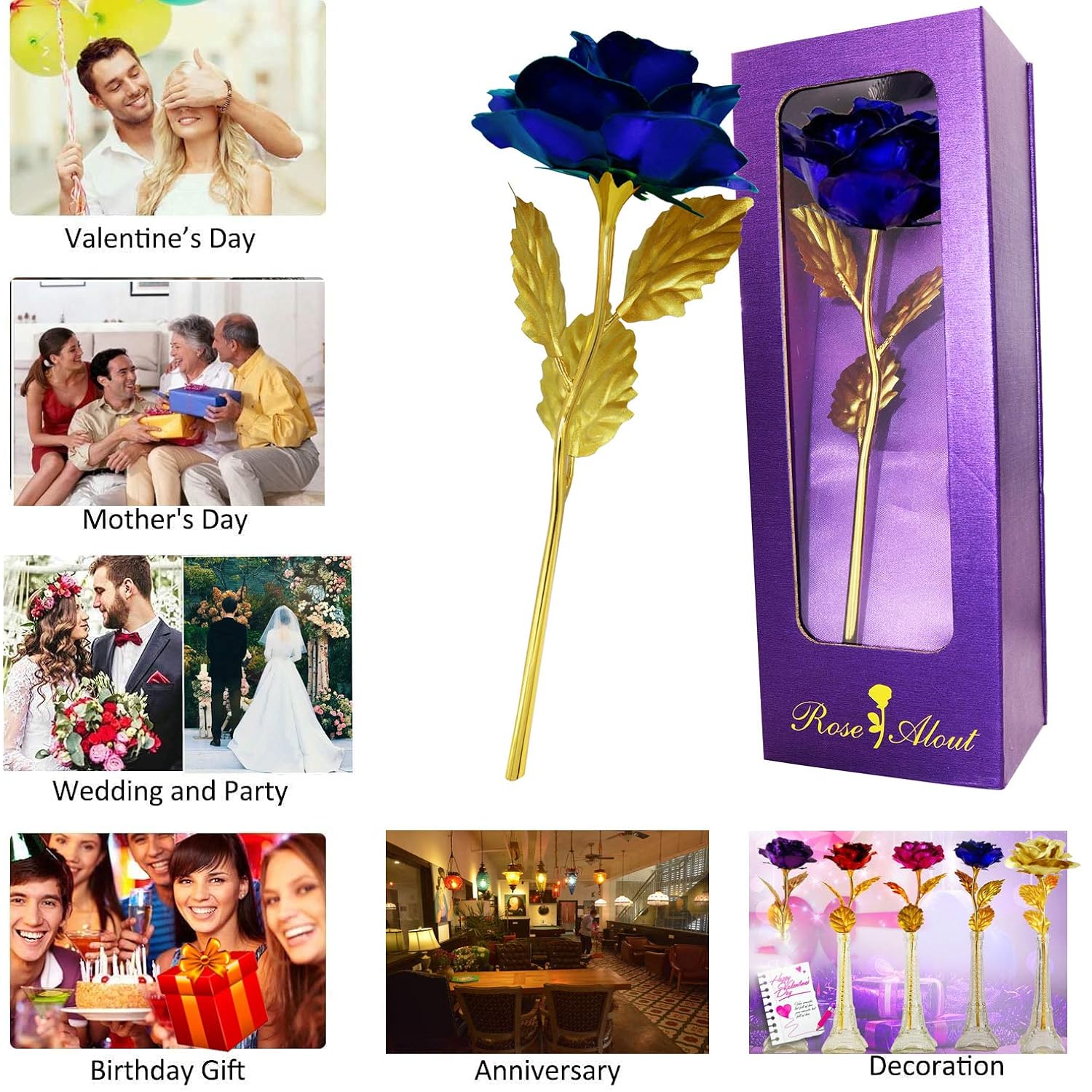 Valentines Rose Flower Mom Gifts, Blue Roses Flower Forever Artificial Flowers Unique Gifts For Mom,Valentine'S Day Birthday, Flower Presents For Her For Girlfriend Wife…