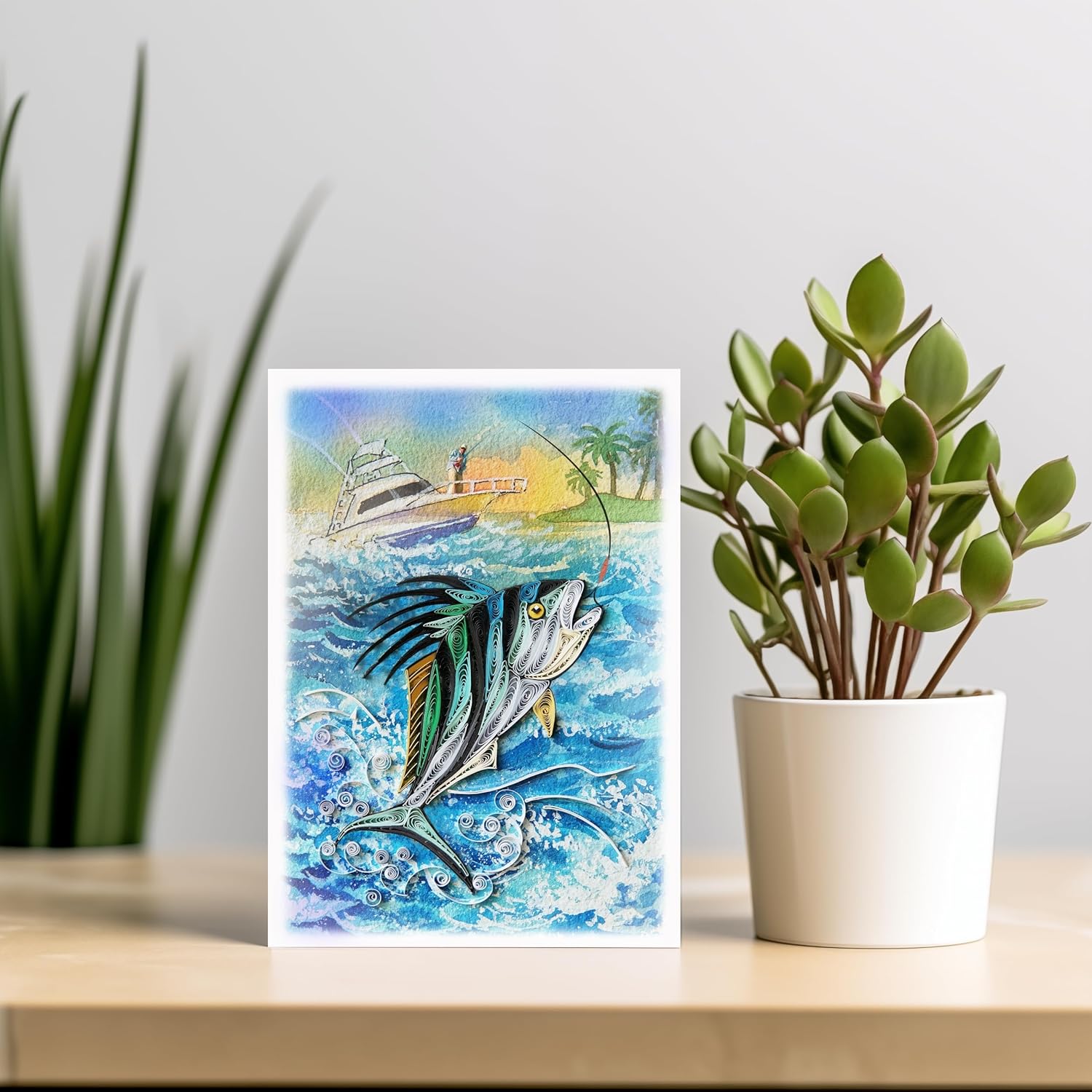 Father'S Day Card - Artful Quilled Card For Dad, Husband, Grandpa (Fishing Lovers)