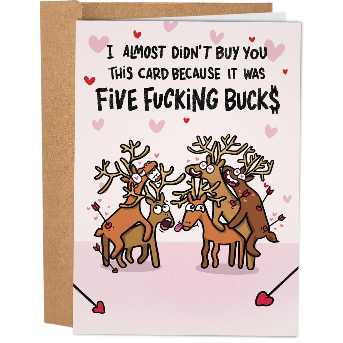 Funny Valentines Day Card For Him Her - Naughty Card - Hilarious Anniversary Card For Husband - Inappropriate Valentine'S Day Card For Men Women - Five Bucks Cupid Arrows