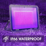 2 Pack 500W LED Black Light Flood Lights IP66 Waterproof Outdoor UV Glow Party Lighting