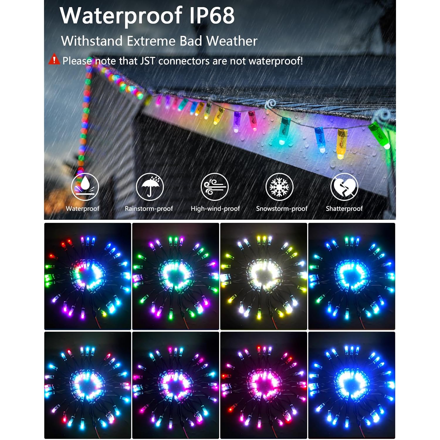 Ws2811 Addressable Led Pixel Light 50Pcs 5V 12Mm Digital Dream Color Diffused Rgb Led Pixels Module Round Black Wire Ip6
