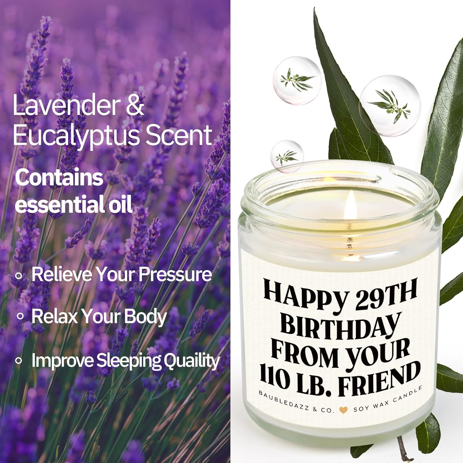 Funny Best Friend Birthday Gifts For Women- Handmade Lavender Soy Wax Candle- Happy 30Th, 40Th, 50Th, 60Th,70Th Birthday Gifts For Women, Friend, Her, Bestie (7Oz)