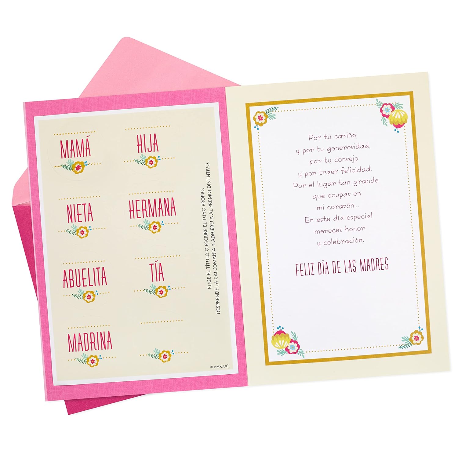 Hallmark VIDA Spanish Mother's Day Card, Tarjeta del Dia de las Madres, for Mamá, Hija, Nieta, Hermana, Abuelita, Tía, or Madrina (Choose Your Own Title Award/Elige el Título del Premio)
