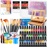 Acrylic Paint Set, 74 Pcs Professional Paint Supplies With Paint Brushes, Wooden Tabletop Easel, Canvases, Painting Pads, Palette, Paint Knives, Brush Cup And Art Sponge For Hobbyists Beginners