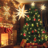 23" Moravian Star Outdoor Light - 18 Point White Christmas Star Indoor, 3D White Pvc, Waterproof Ip44, Battery Operated