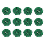 Artificial Rhinestone Chiffon Flower Heads, Green Faux Flowers 2 Inch For Diy Craft Wedding And Party Decoration Pack Of 12