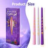 Advent Candles Set Of 5, Unscented Christmas Taper Candle With Letters & Pattern, 10 Inch X 7/8 Inch Dripless Advent Wreath Nativity Candle For Holidays, Church, Devotional, Celebration, Party