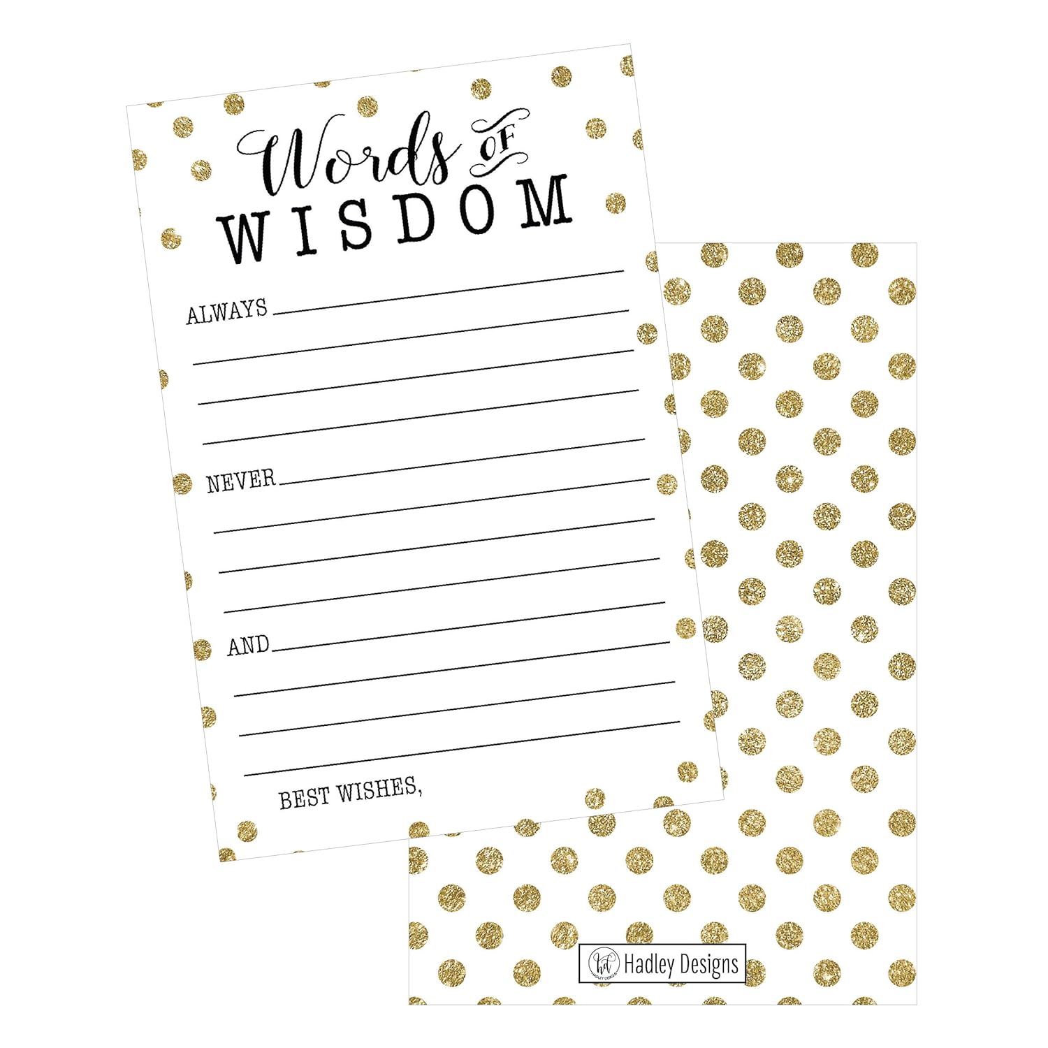 50 Gold Dot Words Of Wisdom Advice Cards, Graduation Advice Cards, Marriage/Wedding Advice Cards, Guest Book Alternative, Bridal Or Baby Shower Party Games, Boy Or Girl Baby Prediction