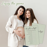 The Price Is Right Baby Shower Game Set - Minimalism Moss Green - 30 Double-Sided Fill In Style Game Cards, Gender Reveal, Baby Announcement, Party Favor & Supplies - A10