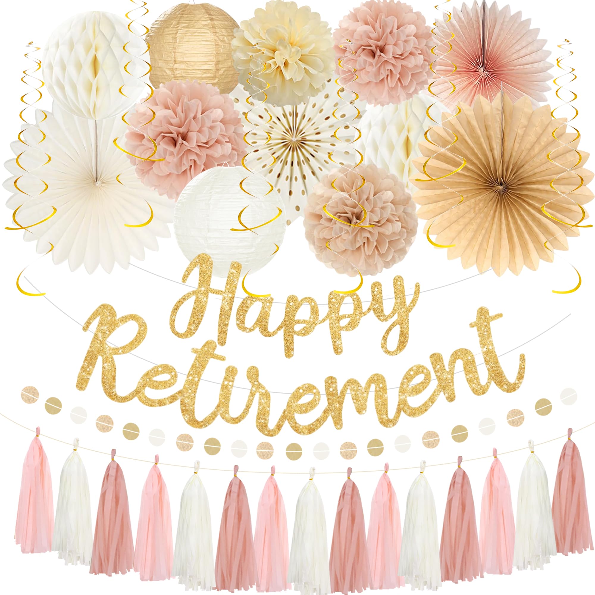 Retirement Party Decorations Women Men, Blush Pink Happy Retirement